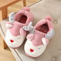 YUZHAOLIN 俞兆林 居家保暖男女款卡通舒适包根毛绒棉拖鞋 皮红 40-41