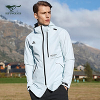 七匹狼运动中长款连帽风衣男装 19冬季新品户外防风保暖防小雨轻薄耐磨外套 113(浅蓝) 170A