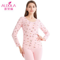 雅黛俪秋衣秋裤女棉质印花薄款圆领美体保暖内衣套装DYL71602 粉色 XXL