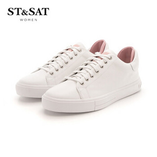 星期六（ST&SAT）牛皮革时尚小白休闲鞋SS91112073 粉红 38