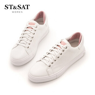 星期六（ST&SAT）牛皮革时尚小白休闲鞋SS91112073 粉红 38