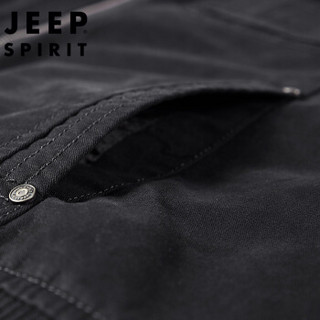 吉普（JEEP）夹克男2019年秋冬新品休闲商务立领多袋上衣外套JPL0010 黑色 XL