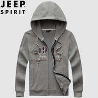 吉普 JEEP 2019秋季新品运动连帽休闲卫衣男中青年舒适保暖时尚轻便开衫外套 PA9698 灰色 2XL