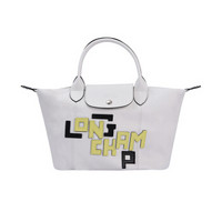 LONGCHAMP 珑骧 2019新品 LE PLIAGE CUIR LGP系列 女士白色皮质字母图案手提单肩包 1512 755 007