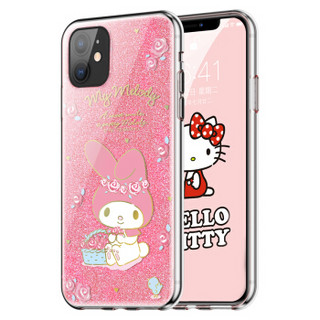 Hello Kitty 苹果11手机壳iphone11闪粉壳 卡通可爱硅胶软边全包防摔保护套 花园系列*粉玫瑰美乐蒂