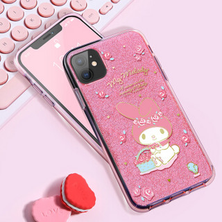 Hello Kitty 苹果11手机壳iphone11闪粉壳 卡通可爱硅胶软边全包防摔保护套 花园系列*粉玫瑰美乐蒂