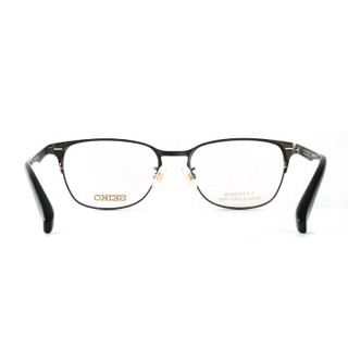 SEIKO 精工 中性款黑色棕色拼接镜框黑色镜腿钛金属全框光学眼镜架眼镜框 HC1023 164 54MM