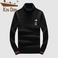 金盾（KIN DON）羊毛衫 男2019冬季新款休闲百搭加厚保暖高领胸口刺绣印花打底衫 D251-8853 黑色 4XL