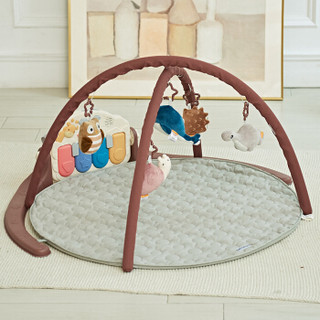 乐亲（LECHIN）婴儿音乐健身架宝宝玩具儿童早教游戏毯玩具健身钢琴架脚踏琴琥珀棕圆款