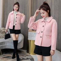 丽乔 短款毛呢外套女冬季2019新款女装时尚靓丽小香风气质流行妮子大衣潮 HZ5037-9912 粉色 XL