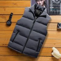 凯撒 KAISER 马甲男秋冬季2019新款潮流修身帅气坎肩情侣保暖羽绒棉马夹男外套 加厚灰色 3XL