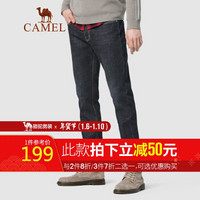 骆驼（CAMEL）男装 2019冬季新款潮流加绒牛仔裤男士韩版合体直筒休闲长裤 D9X316340H 黑色31