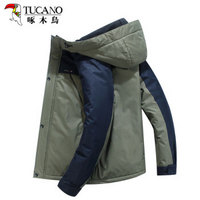 啄木鸟（TUCANO）棉服男2019冬季新款青中年男士商务休闲连帽加厚保暖外套男棉袄 军绿 3XL