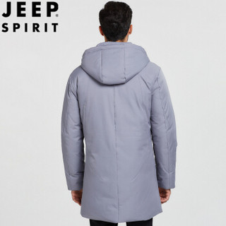 吉普 JEEP 羽绒服2019秋冬新款男士休闲商务保暖白鸭绒连帽夹克青年时尚外套男 TJZ7901 灰色 2XL