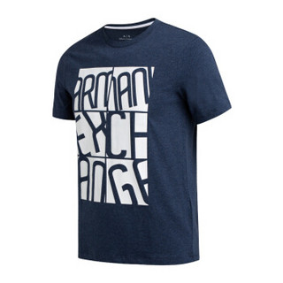 ARMANI EXCHANGE 阿玛尼奢侈品男士字母印花图案针织T恤衫 3GZTAW-ZJE6Z BLUE-3504 S