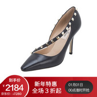 VALENTINO 华伦天奴 女士黑色牛皮铆钉尖头细跟高跟鞋 PW2S0B93 CUS N91 7/37