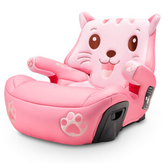 安默凯尔汽车儿童安全座椅增高垫3-12岁isofix硬接口宝宝简易便携式安全坐垫粉红抱抱猫