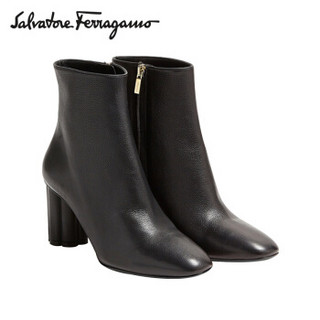 Salvatore Ferragamo 菲拉格慕 经典款女士黑色牛皮革短靴 0693090_1D _ 85