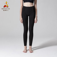 稻草人秋裤女士紧身美腿薄款棉毛裤线裤秋冬季打底保暖裤 AH950W9 雅黑 XL