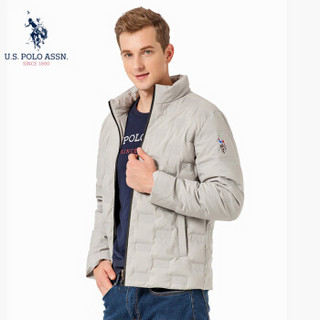 U.S. POLO ASSN.羽绒服男2019年秋冬新品立领加厚休闲防风中青年保暖鸭绒外套男装上衣 6194117164 浅灰 L