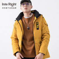 INTERIGHT 羽绒服男短款冬季新款男士加厚连帽开衫时尚休闲上衣潮流纯色保暖棉衣外套 WSL-1919 黄色 XL