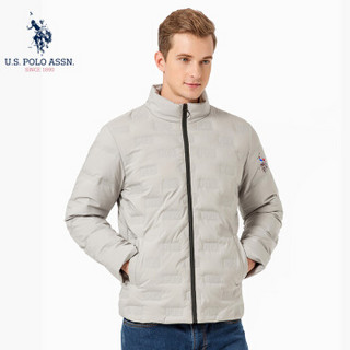 U.S. POLO ASSN.羽绒服男2019年秋冬新品立领加厚休闲防风中青年保暖鸭绒外套男装上衣 6194117164 浅灰 L