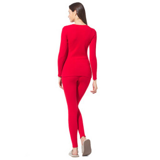 韩彩（HACAI）保暖内衣女士加厚莫代尔拉绒保暖套装 红色 170/95(XL)