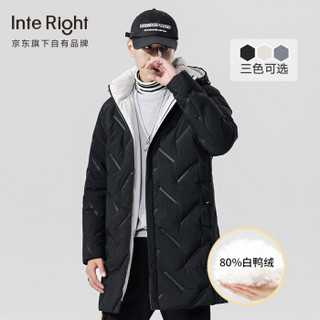 INTERIGHT 羽绒服男中长款2019冬季新款男士加厚连帽开衫时尚休闲上衣潮流保暖棉衣外套 WSL-630 黑色 2XL