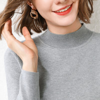 仙丫 2019秋冬季新品女装针织衫女高领套头针织衫圆领短款时尚多色内搭上衣 GZHB9992017 灰色 L