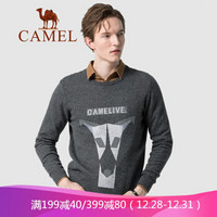 骆驼（CAMEL）男装 2019秋季新款青年针织衫男双面提花宽松休闲毛衣男 D9H267251 深灰_XL