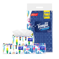 得宝(Tempo) Mini系列抽纸 4层80抽面巾纸*4包纸巾 天然无香 *4件