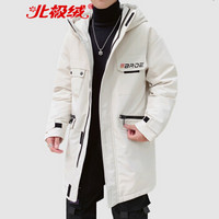 北极绒（Bejirong）羽绒服男 2019新款韩版潮款冬季中长款羽绒服保暖外套 A102-DS577 米白色 4XL