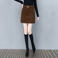 BANDALY 半身裙女2019秋冬季女装新款毛呢裙女大码韩版高腰纯色a字裙呢子包臀裙 HZD9-8686 焦糖色 XXL