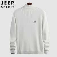 吉普 JEEP 2019秋冬新品男士休闲纯色半高领加绒毛衣青年时尚潮流打底衫上衣男 XR931 白色 2XL