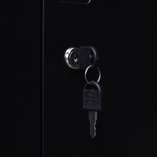 富路达 文件柜黑色铁皮办公矮柜资料凭证柜带锁档案储物柜/925玻璃开门