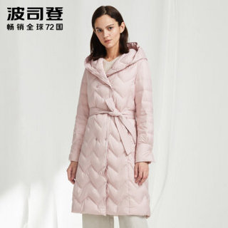 波司登中长款羽绒服新品连帽休闲都市女装时尚外套 西曼粉1335 B90131030