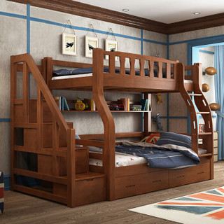 精冠 实木儿童上下床美式 双人床子母床高低床双层简约上下铺