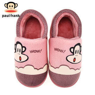 PaulFrank 大嘴猴儿童棉拖鞋 大童男童女童保暖包跟棉鞋 PF760K 玫红 190(内长17.5cm)