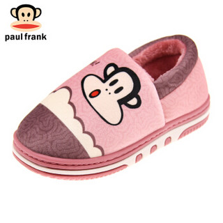 PaulFrank 大嘴猴儿童棉拖鞋 大童男童女童保暖包跟棉鞋 PF760K 玫红 190(内长17.5cm)