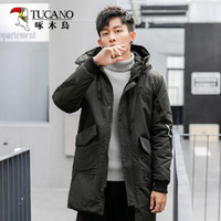 啄木鸟（TUCANO）棉衣男2019冬季新款时尚中长款连帽休闲青少年保暖棉服外套潮男装 军绿 M