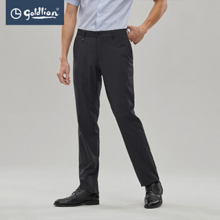 金利来男士穿着舒适精致格纹时尚商务修身版西裤长裤黑蓝色32
