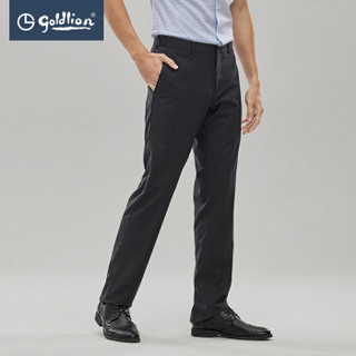 金利来男士穿着舒适精致格纹时尚商务修身版西裤长裤黑蓝色32