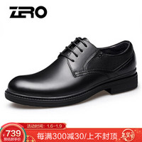 零度(ZERO)男士头层牛皮软面低跟柔软舒适时尚商务休闲鞋子 Z93935 黑色 38码