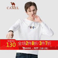 骆驼（CAMEL）男装 2019秋季新款男士休闲卫衣韩版潮流印花长袖T恤打底衫男 D9Q374365 白色_L