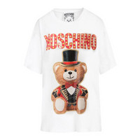 MOSCHINO 莫斯奇诺 圆领时尚LOGO标短袖T恤衫 女款 白色 XS码 E V0702 0540 3001 XS