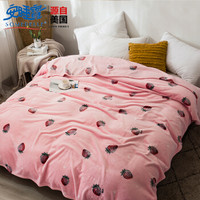 安睡宝（SOMERELLE）毛毯 法兰绒毯子 办公室午睡毯 空调盖毯 毛巾被 沙发休闲毯 草莓粉 150*200cm