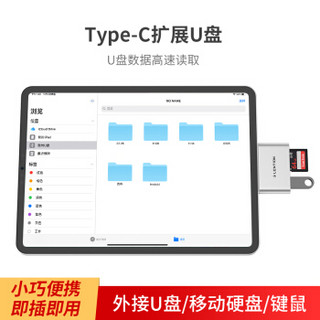 蓝盛 Type-C扩展坞新款iPad Pro拓展坞 苹果mac华为笔记本电脑转换器 安卓手机OTG转接头接U盘TF/SD读卡器