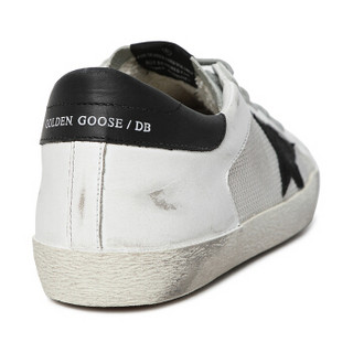 GOLDEN GOOSE 黄金鹅  男士白色牛皮网面拼接黑尾低帮做旧小脏鞋系带休闲鞋 G35MS590.L26 7/40