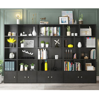 ZHONGWEI 中伟 书柜书架客厅置物架储物收纳柜组合简易储物柜带门黑胡桃色A+B+C+D款