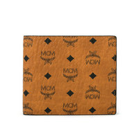 MCM 女士 经典时尚字母logo印花棕色短款对折多卡位钱包 MXS8SVI66CO001
